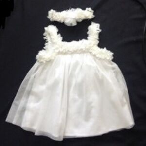 Baby Dress White Formal + Shoes/Tights